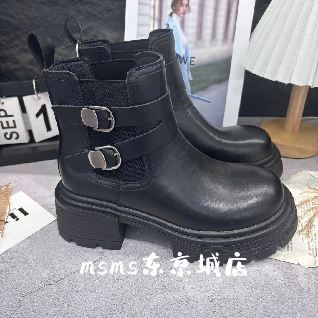 玛莎玛索早秋新款英伦风休闲时尚烟筒靴女鞋