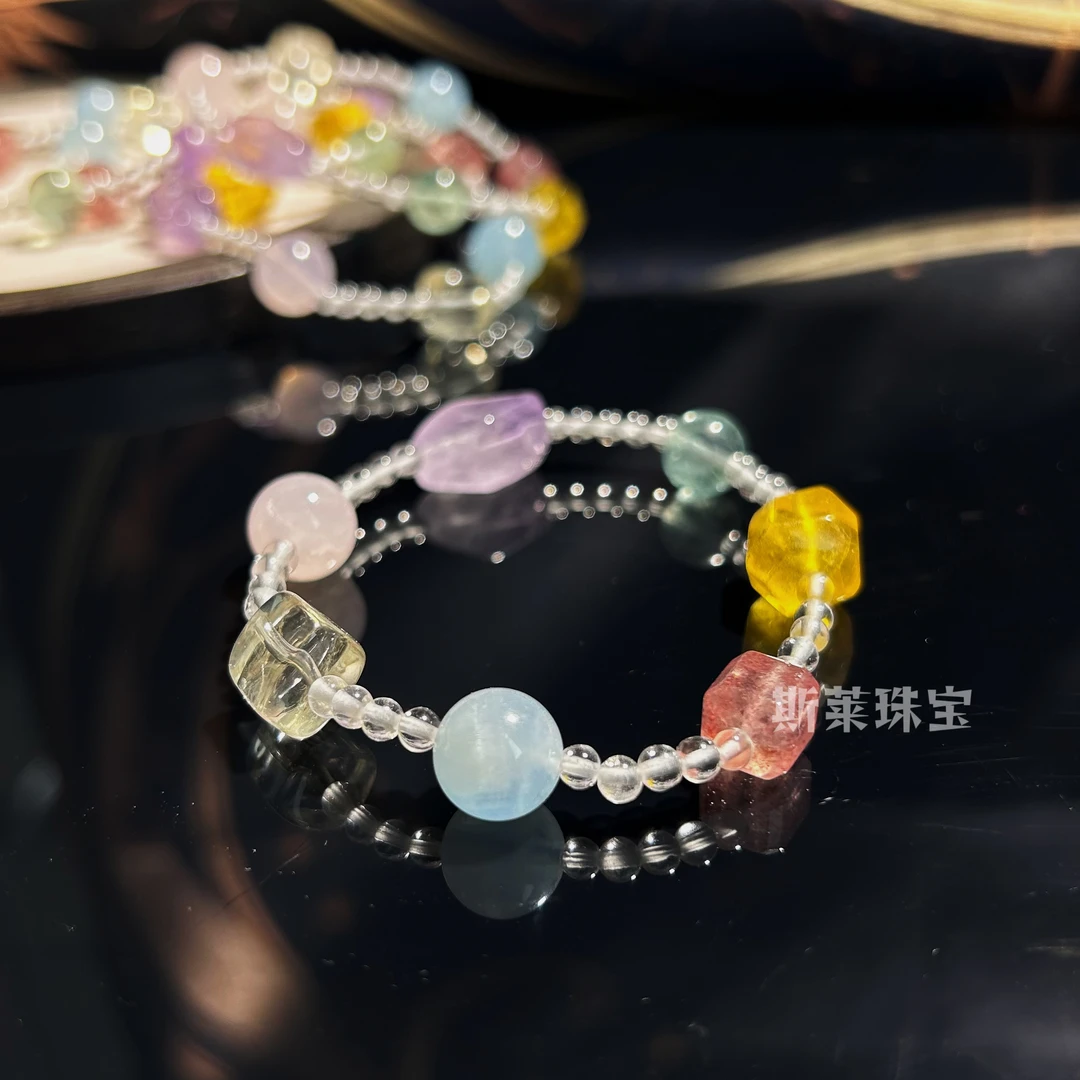 多宝水晶丨七色光全方位守护渐变单圈珠珠彩色轻奢简约手工