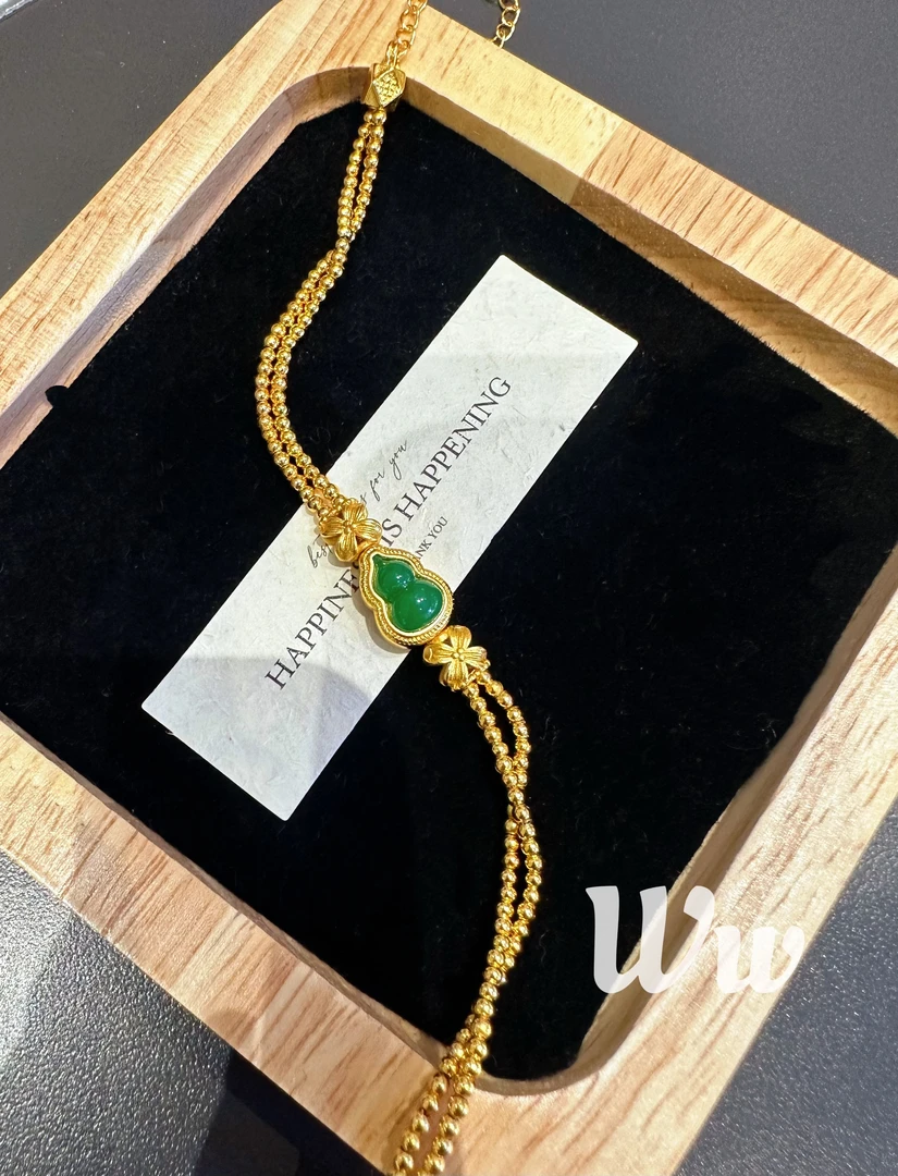 铜合金手链 轻奢小葫芦绿色手链