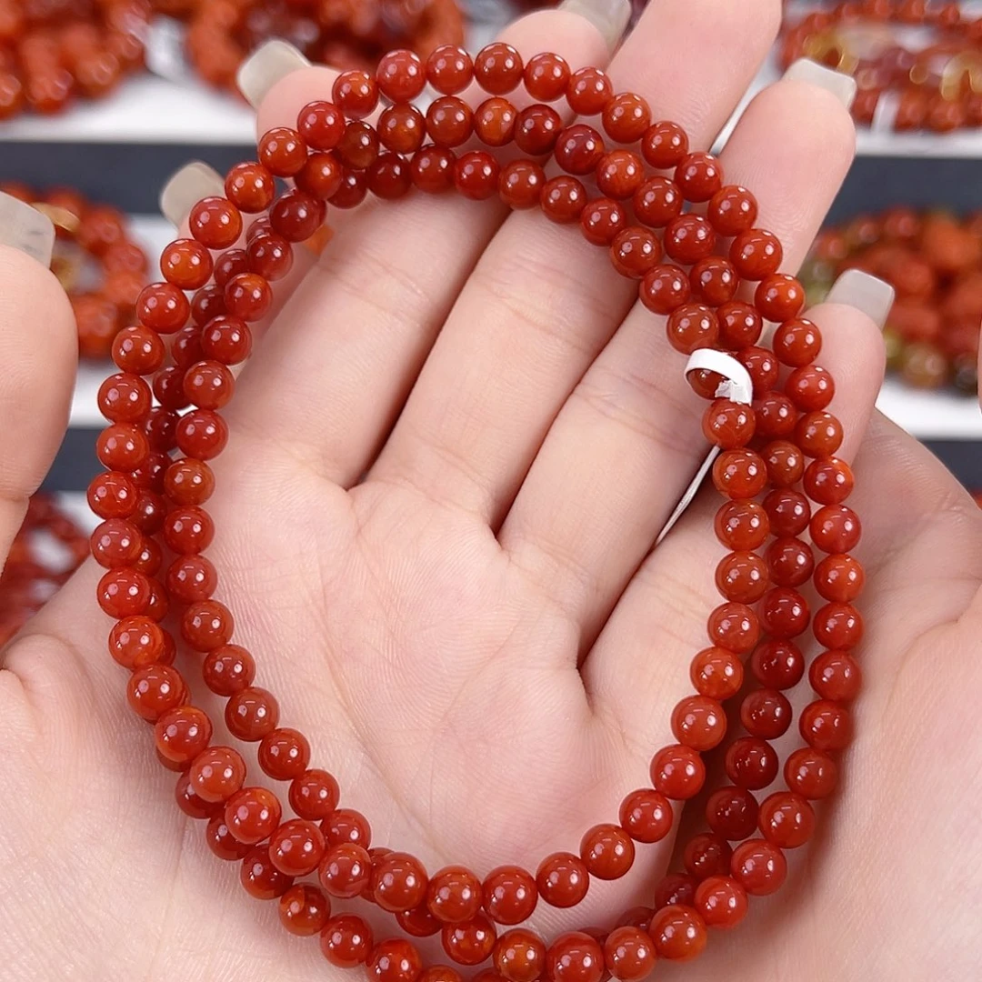 南红玛瑙未镶嵌瓦西牛血锦红5mm多圈