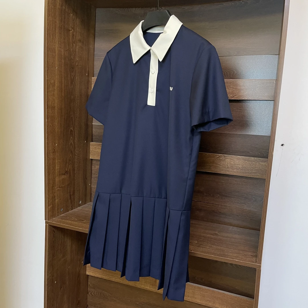 缪风拼接翻领Polo连衣裙