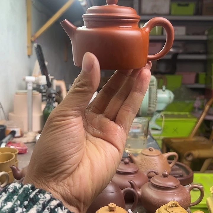 紫砂茶壶原矿朱泥120cc德中紫砂壶