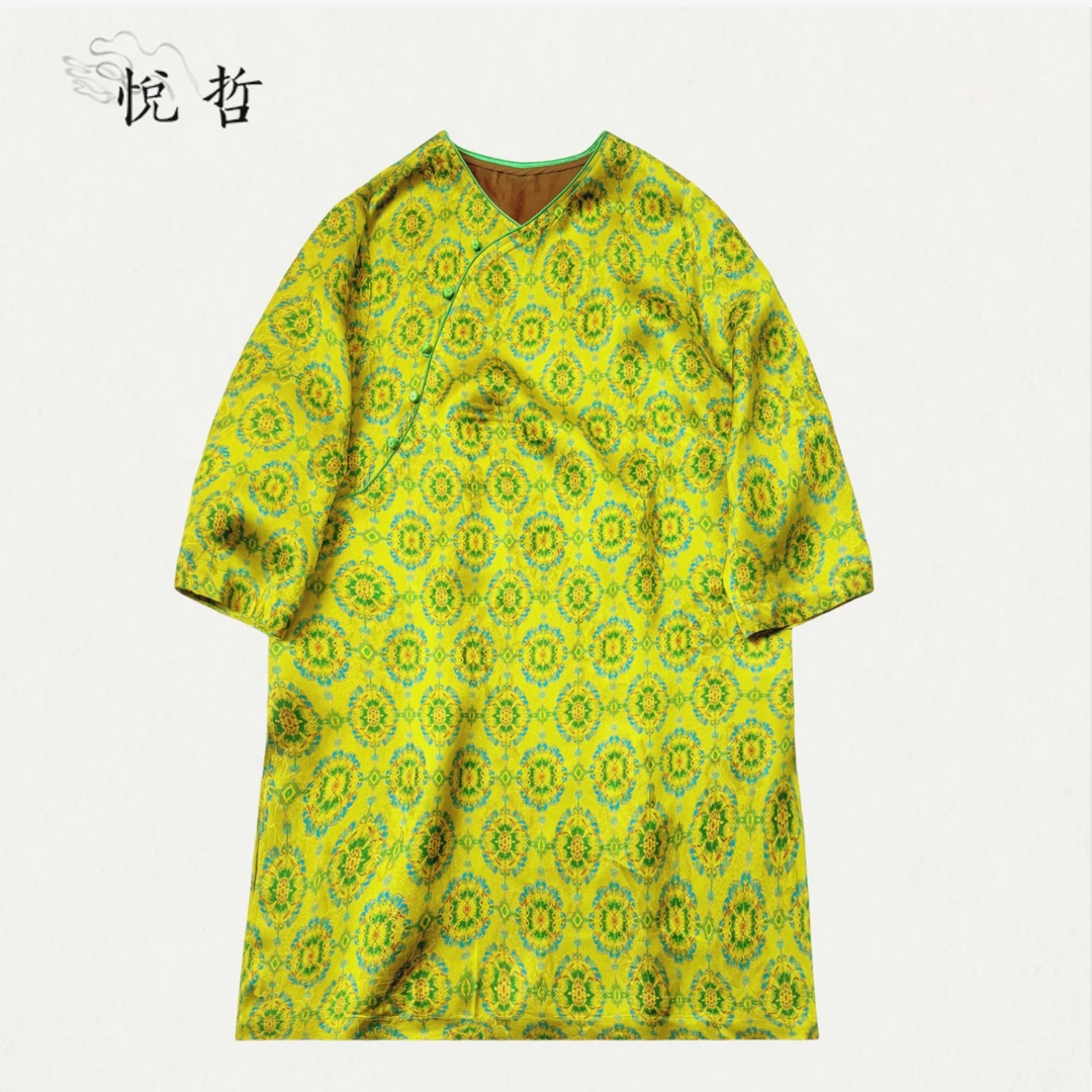 YUEZHE夏季新款国风提花复古宽松上衣2025新中式时尚百搭短袖