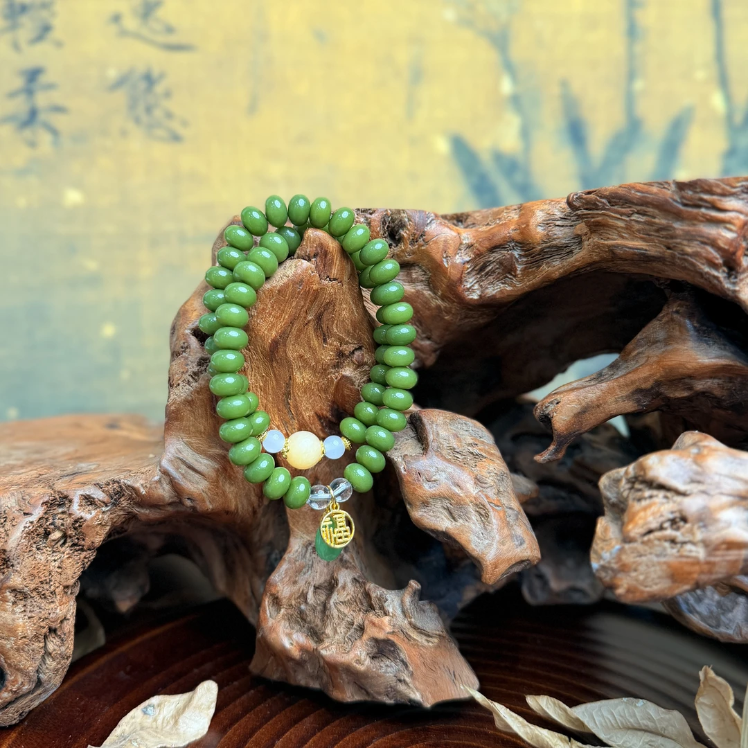 DP 1119-6*9绿菩提+绿滚珠福字挂坠绿菩提（无礼盒）