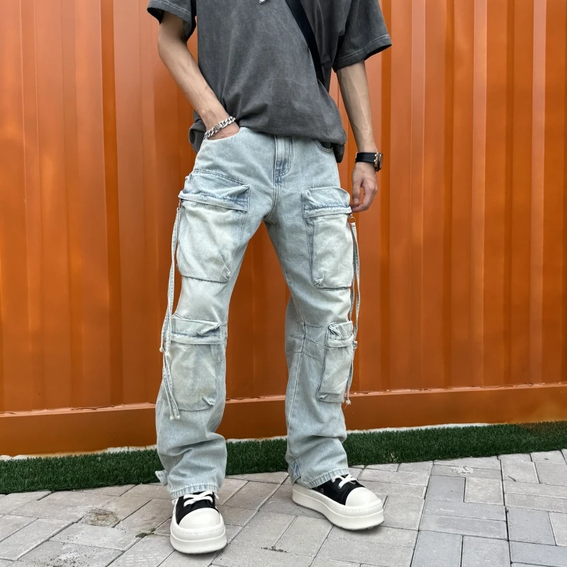 工装裤男士百搭休闲裤潮流宽松哈伦裤水洗男士秋冬水洗哈伦牛仔裤
