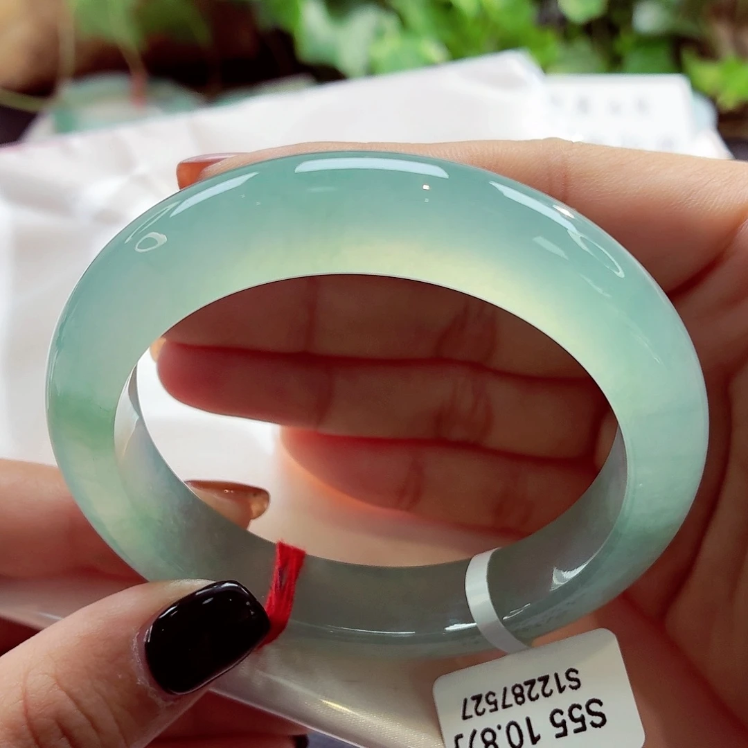 翡翠未镶嵌手镯起双眼皮晴绿68-16