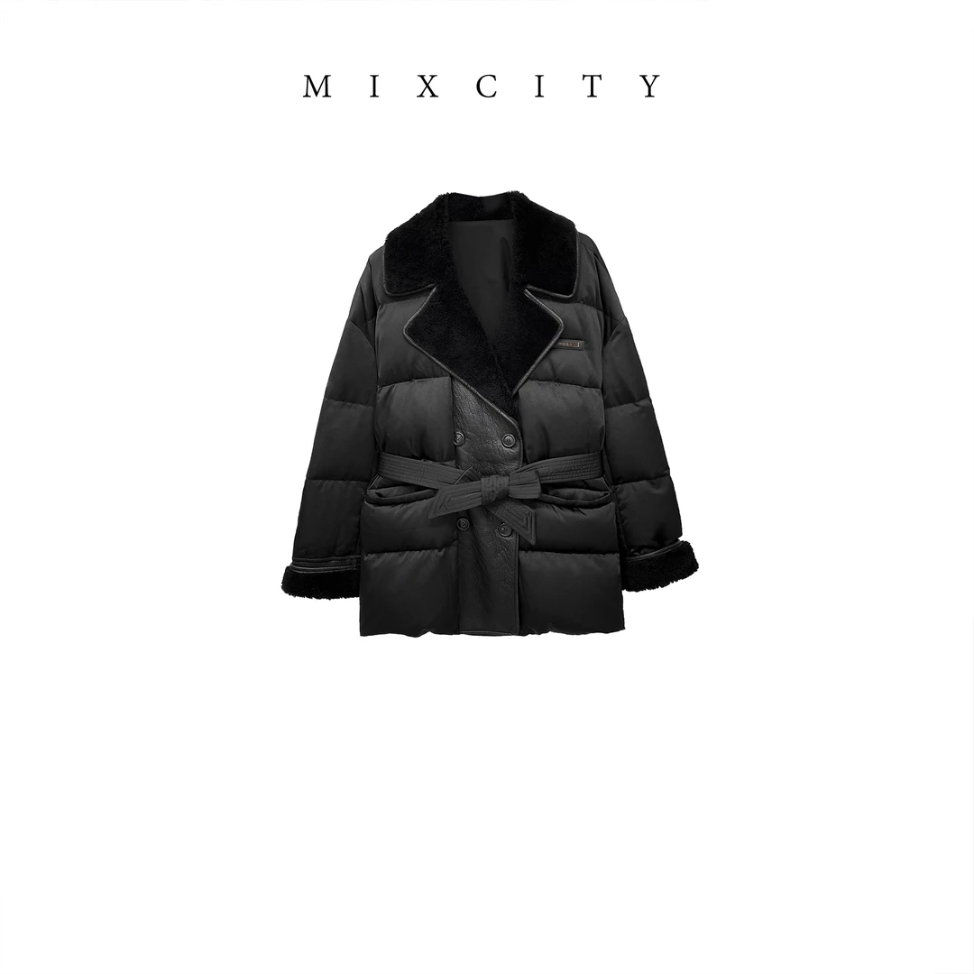 【MIXCITY亚楠家】泰迪羽绒◆羊皮毛一体毛领皮草鹅绒服外套8766