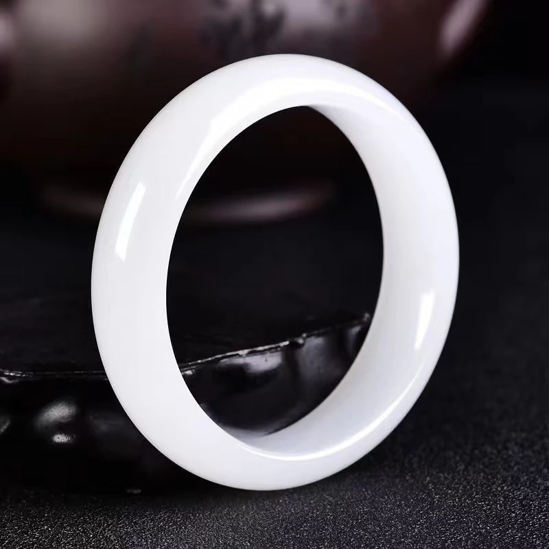 羊脂白山料手镯平安镯圆镯美人条正圈镯送妈妈油润细腻手推出油