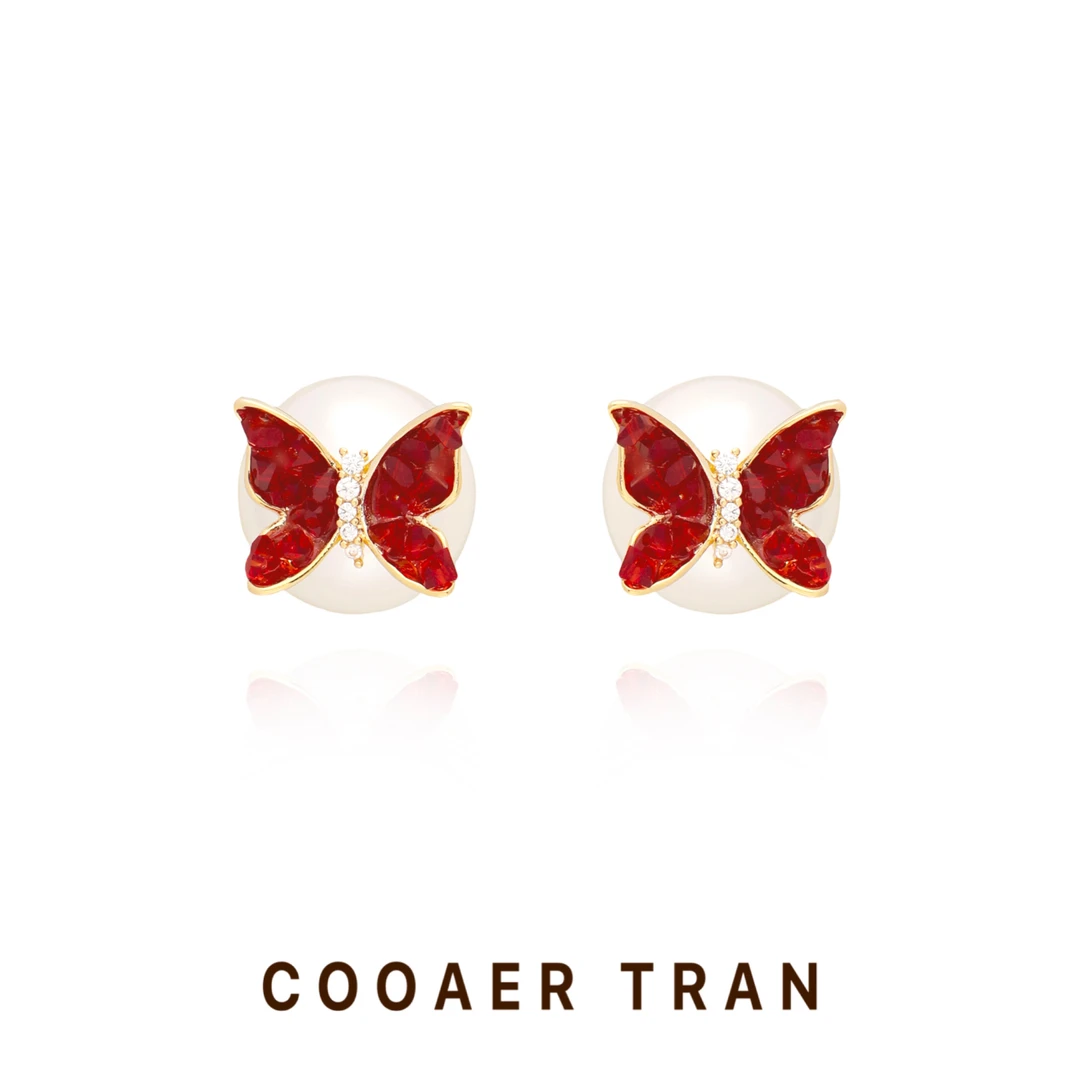 铜合金耳饰 【蝴蝶效应】时尚精致小众温柔高级感蝴蝶耳饰RH9014#