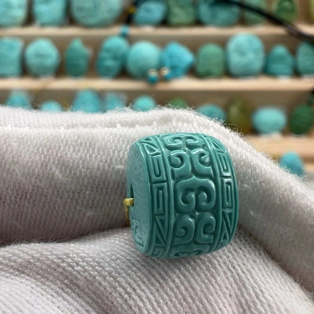 未镶嵌绿松石回纹珠10.6x8.1mm