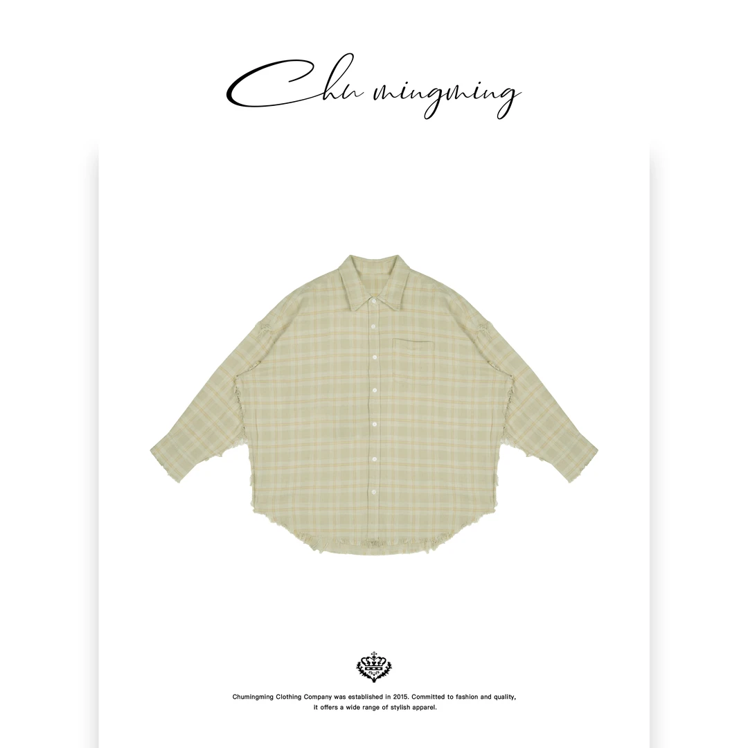 【CHUMINGMING】《夏帆》格纹毛边衬衣CD2520