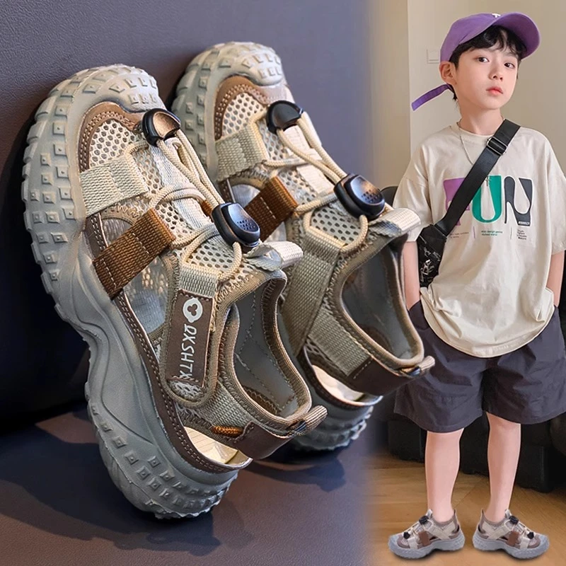 ABC童鞋男童单网鞋2025夏季新款儿童运动溯溪鞋包头透气凉鞋男孩