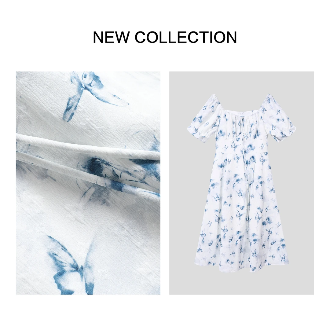 【小铃铛女装】L1F28153 气质时尚泡泡袖抽绳连衣裙