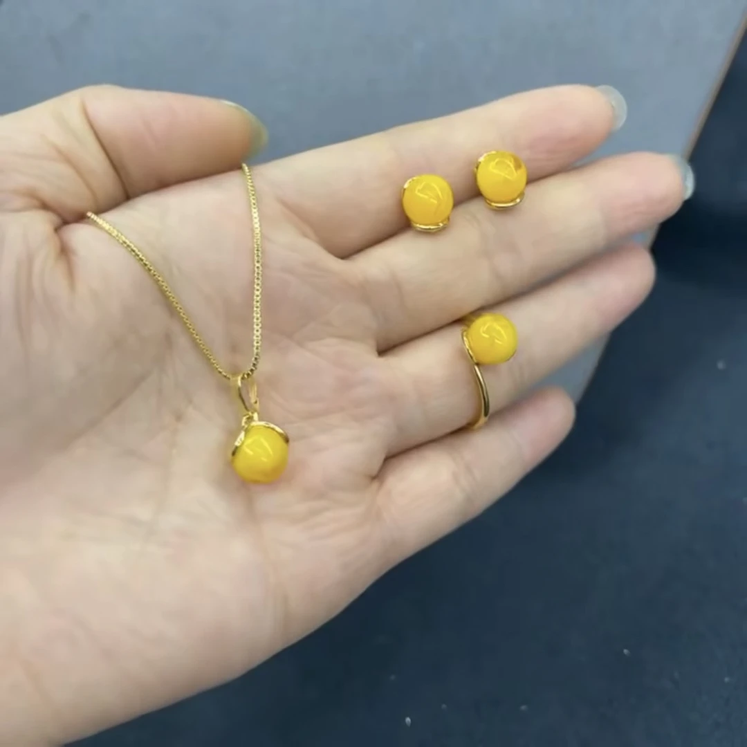 铜合金莫桑石项链 藏式风格三件套最新款