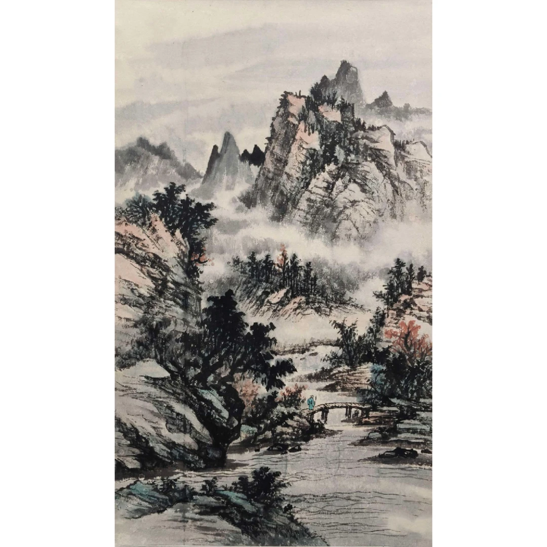 tj048《山水》69*42（2.7平尺）纸本立轴