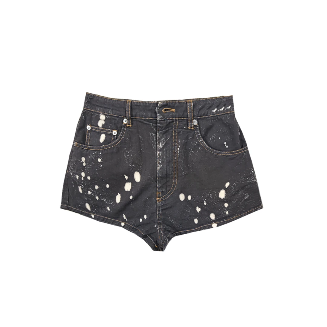 未使用 MIU MIU/缪缪 黑色泼墨复古牛仔短裤 25 8189271
