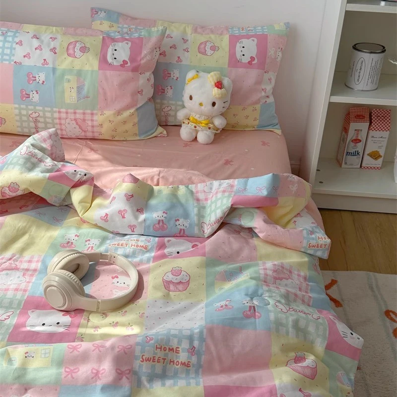 梨梦 可爱喵喵 可爱纯棉夏被四件套全棉夏凉被薄被子空调被单双人
