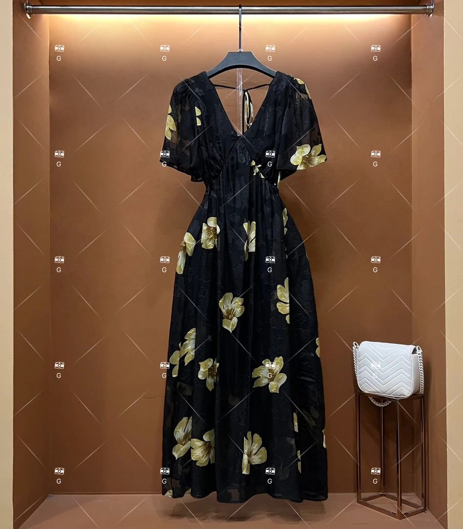 【M】夏季新款复古时尚百搭印花无袖连衣裙 D473