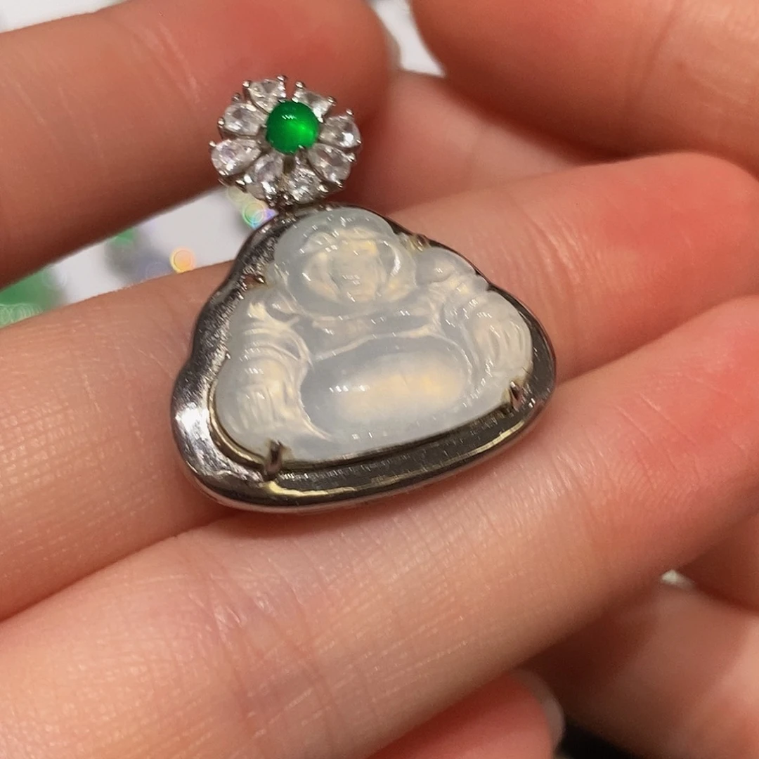 翡翠银S925镶嵌颈饰天然翡翠