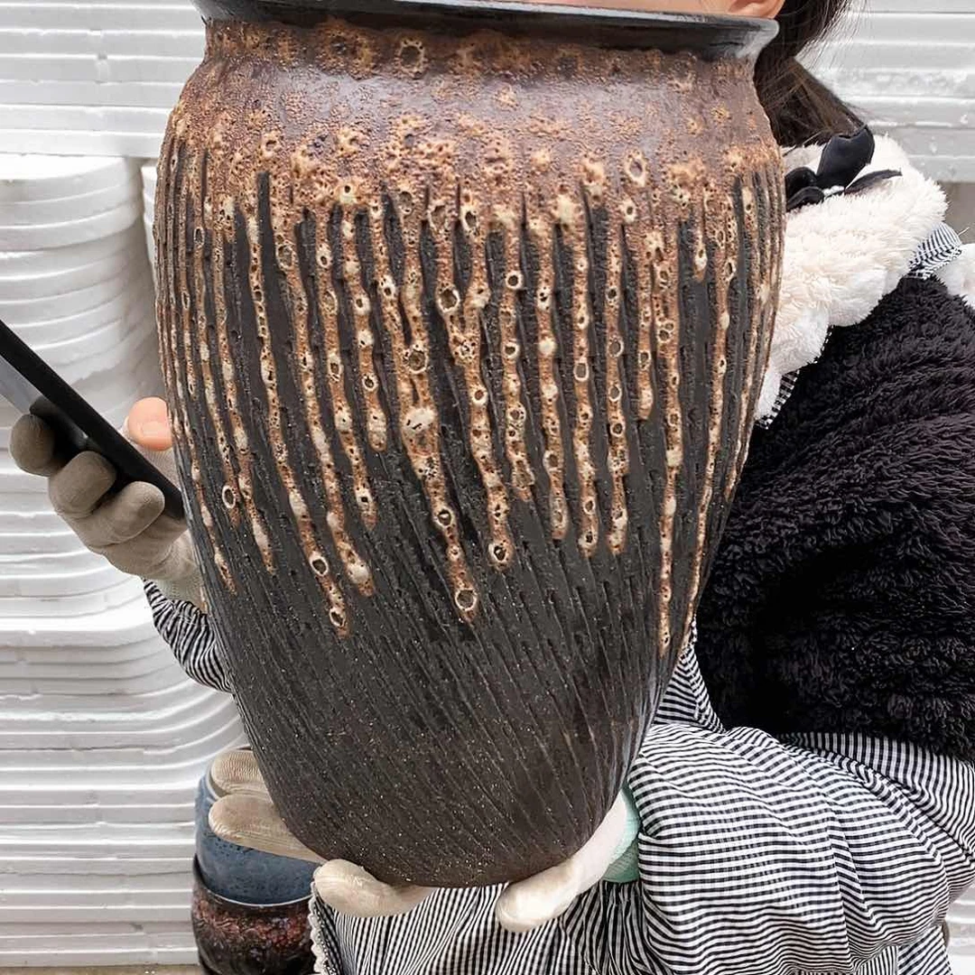 红泥花盆瑕疵口20高31