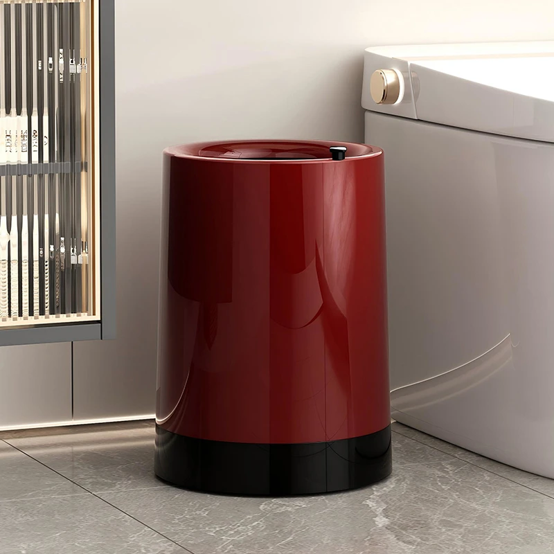 奶油风圆形垃圾桶双桶卫生桶高颜值家用客厅卧室大容量纸篓带轮