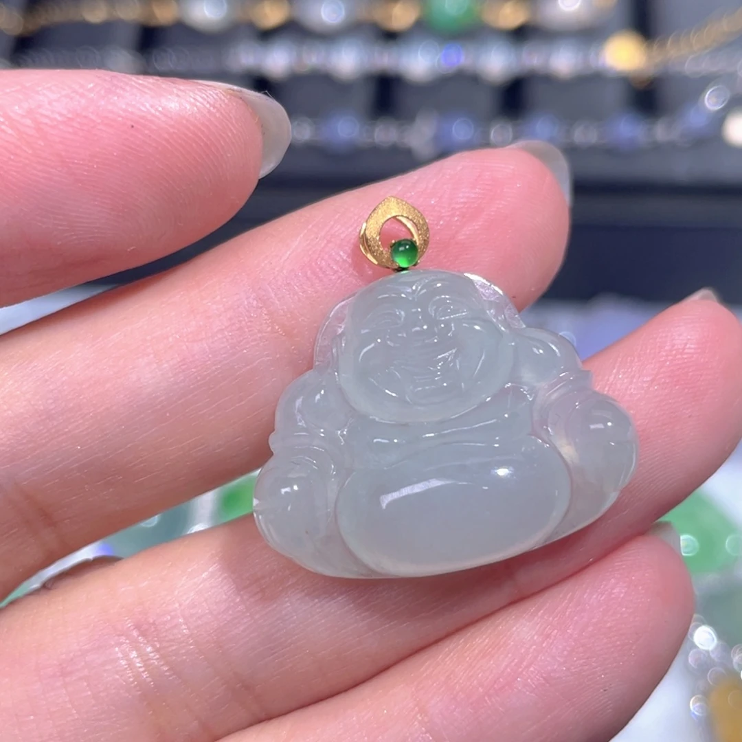 颈饰18K金镶嵌翡翠翡翠