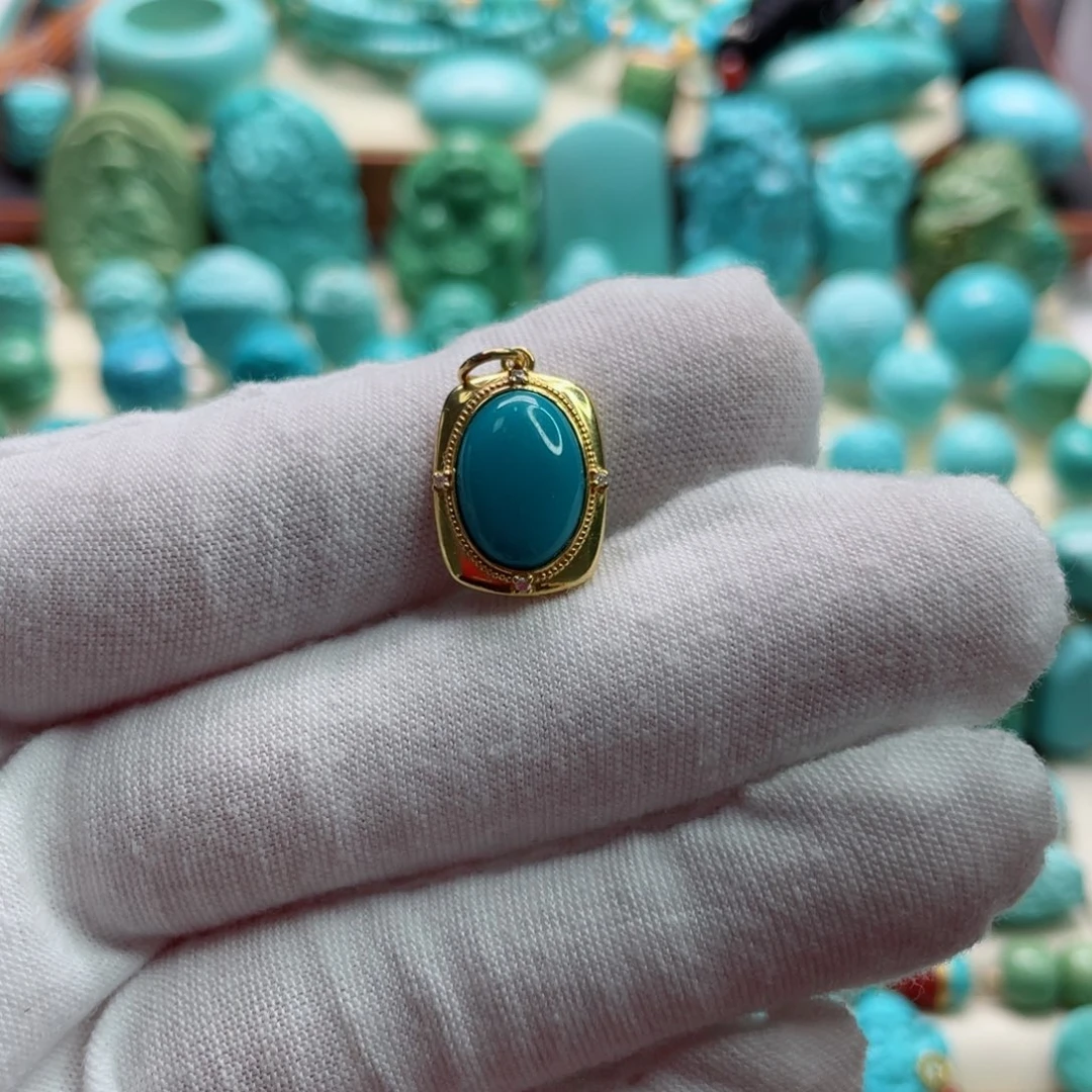 绿松石珠宝奇石18K金镶嵌