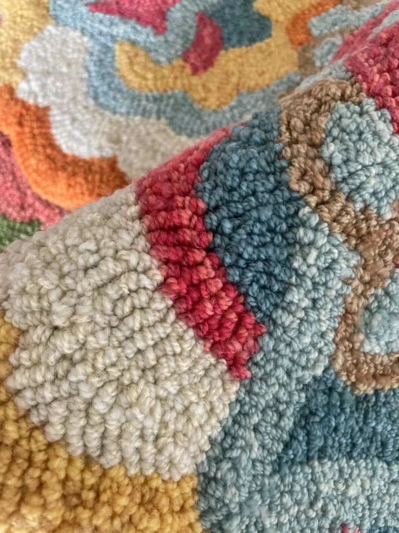 【清】孤品家用卡通丝圈地垫地垫客厅大地毯中古法式丝圈地垫进门垫