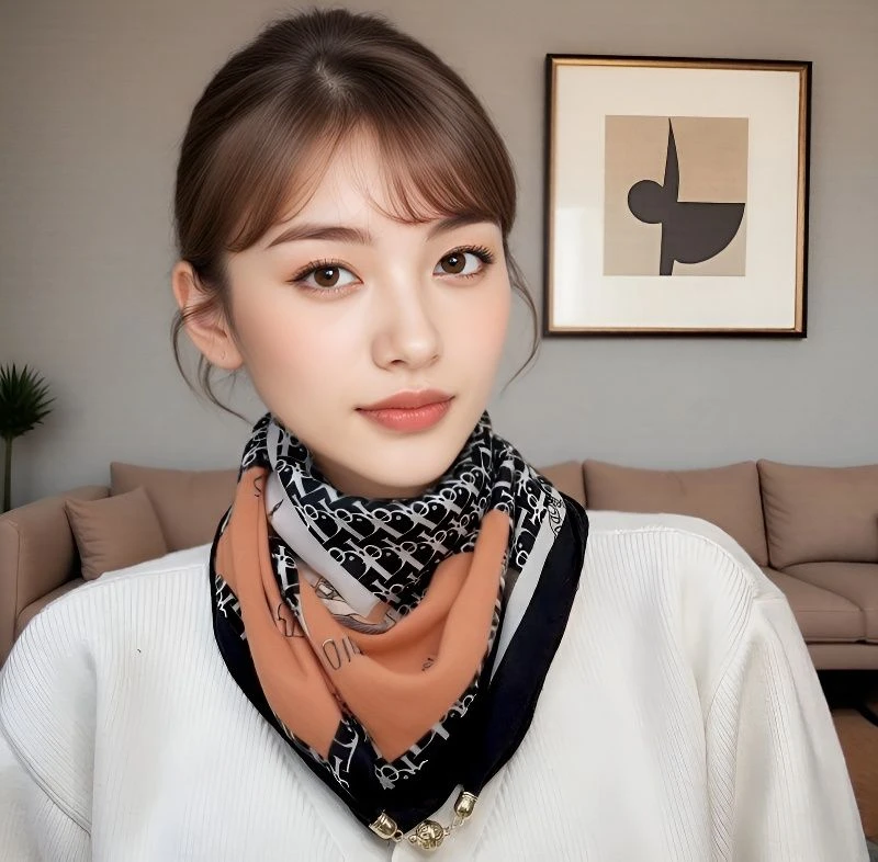 秋季外搭丝巾旅游披肩磁吸扣方巾洋气气质极简风围巾秋冬护颈保暖