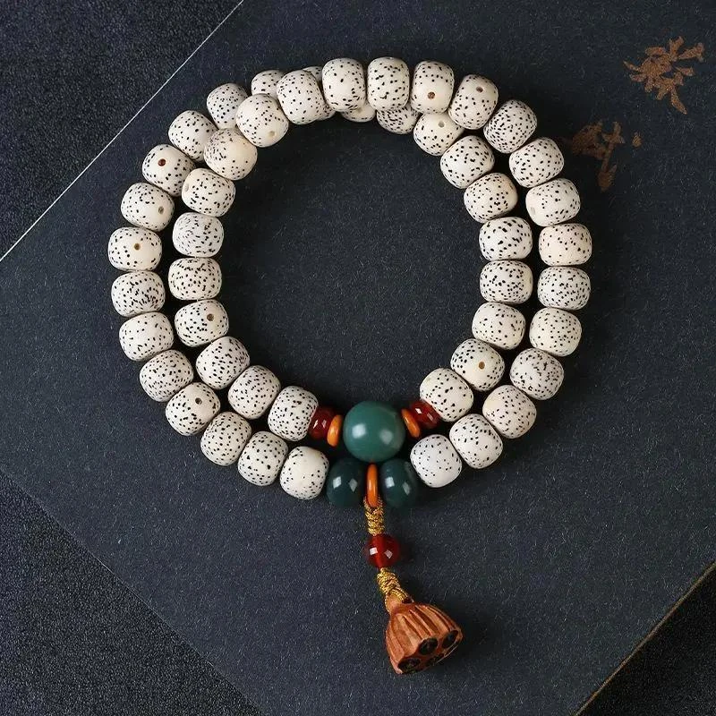 海南高密星月双圈手串手链顺白文玩佛珠百搭54颗7*9