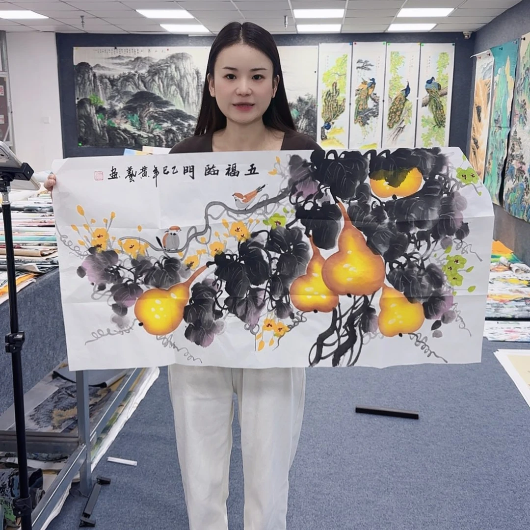 国画作品小姐姐放漏中