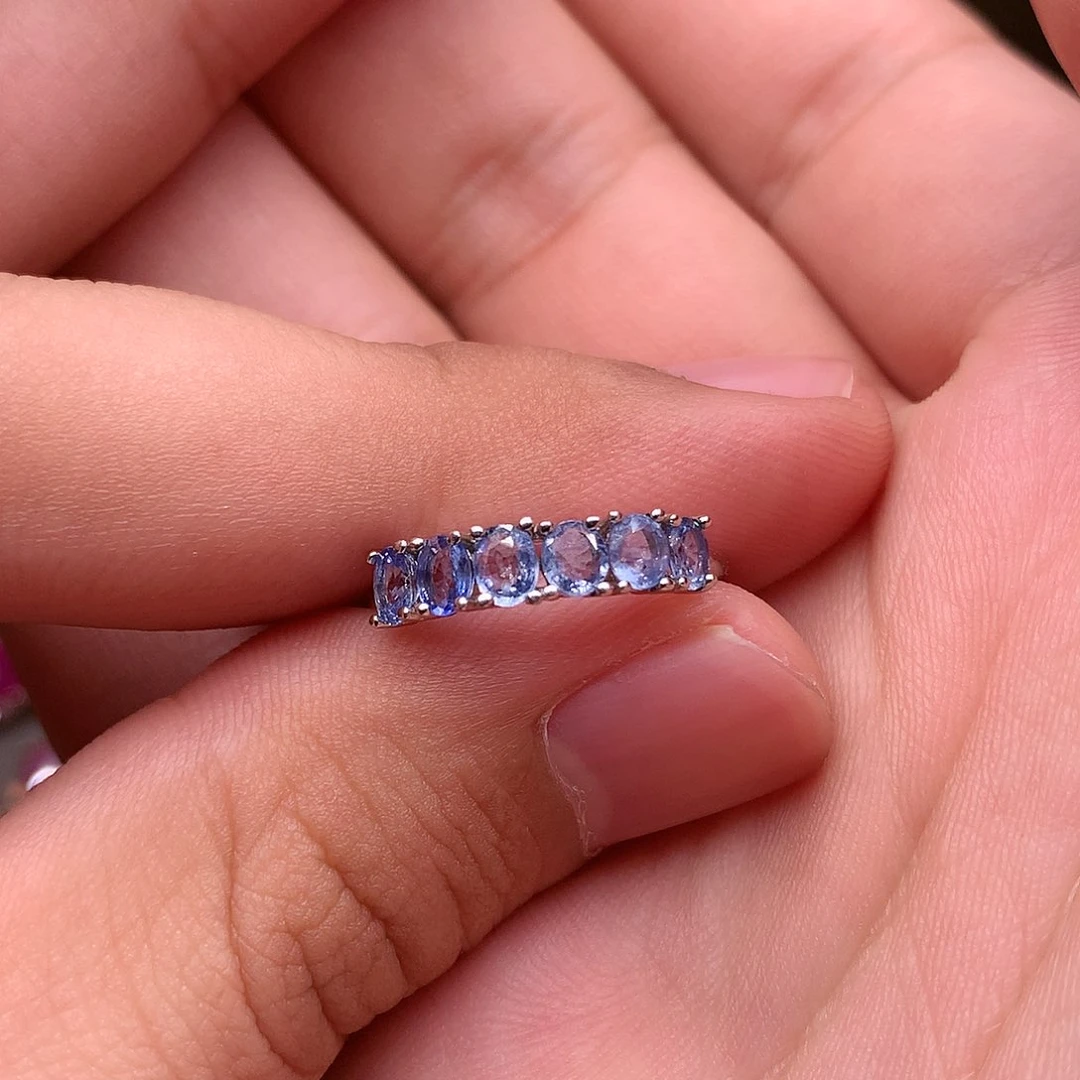 蓝宝石戒指银S925镶嵌