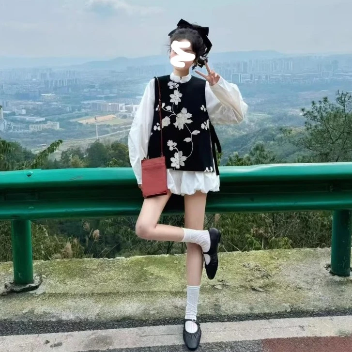 设计感新中式时尚套装女2025夏季新款叠穿马甲搭配连衣短裙两件套