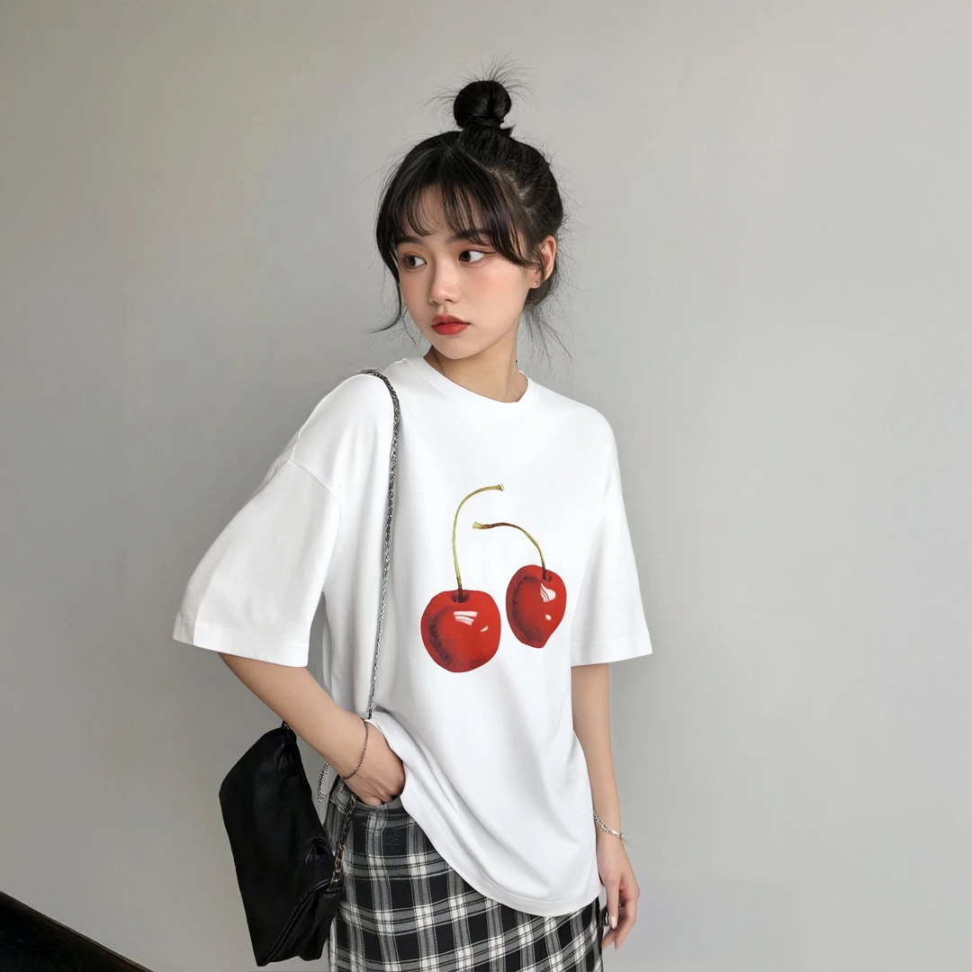 YEP白色印花短袖T恤男女夏季新款薄款情侣装半袖宽松小众上衣