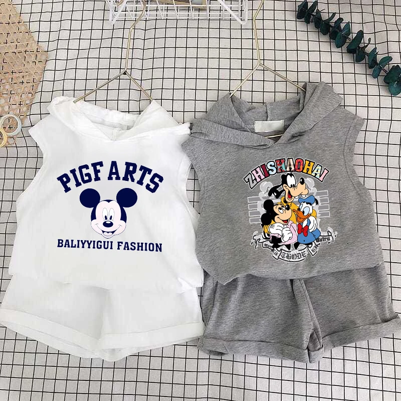 2025新款夏季女童短裤套装男童背心两件套宝宝洋气无袖上衣童宝贝