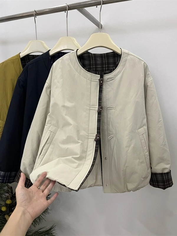 2025秋季新款韩版宽松休闲百搭拼接撞色设计感圆领短款外套上衣女