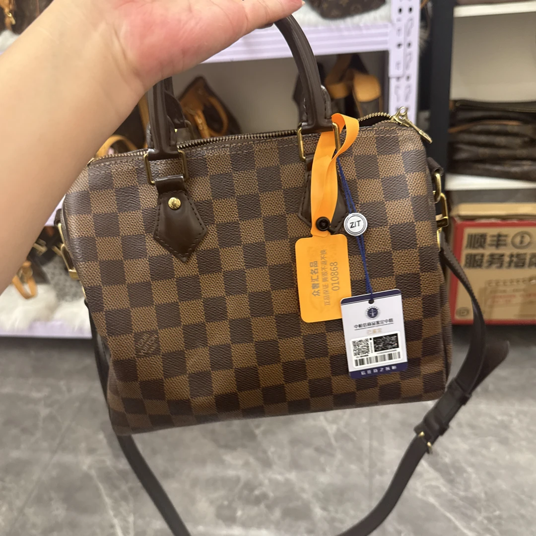 95新 LouisVuitton/路易威登 经典棋盘格25斜挎包单肩