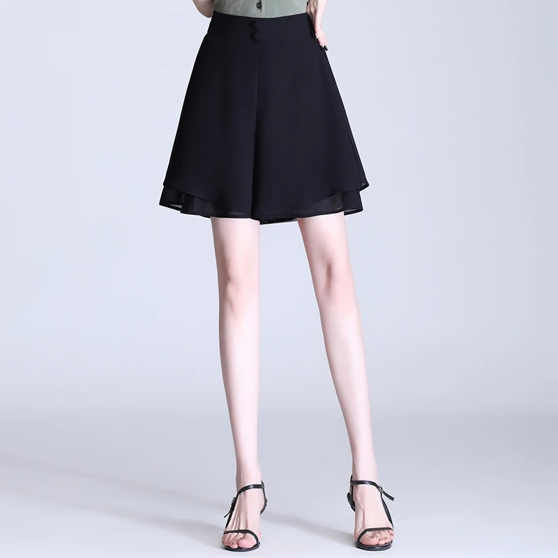 雪纺短裤女外穿2025夏季新款薄款高腰显瘦a字裙裤阔腿裤休闲裤潮