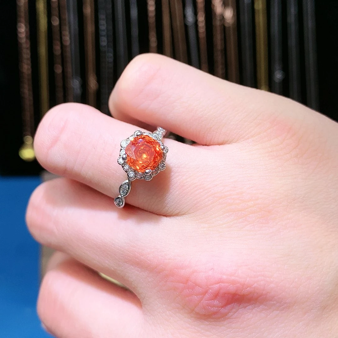 石榴石（芬达石）戒指银S925镶嵌