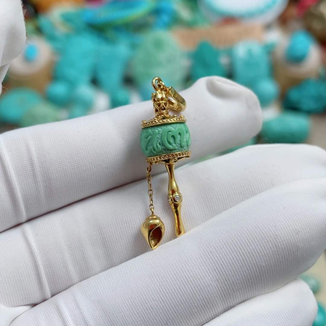 绿松石18K金镶嵌珠宝奇石