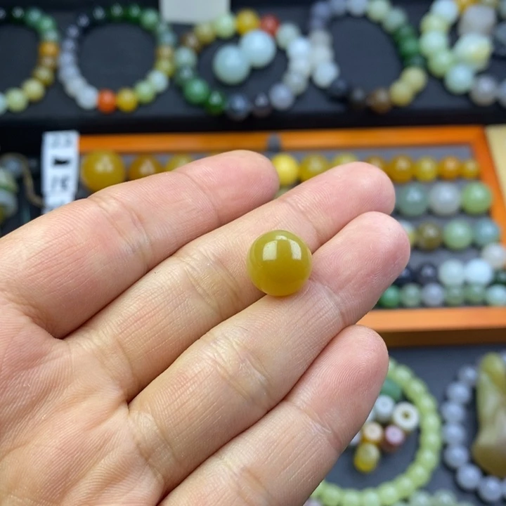 和田玉卡12糖单珠未镶嵌空*泉