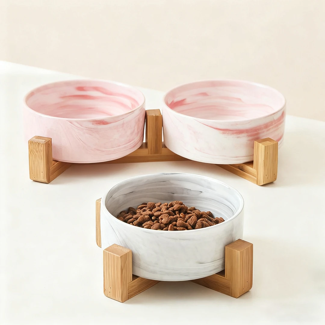 猫碗陶瓷防黑下巴猫食盆宠物喝水碗粮碗一体猫咪饭碗狗碗不易打翻