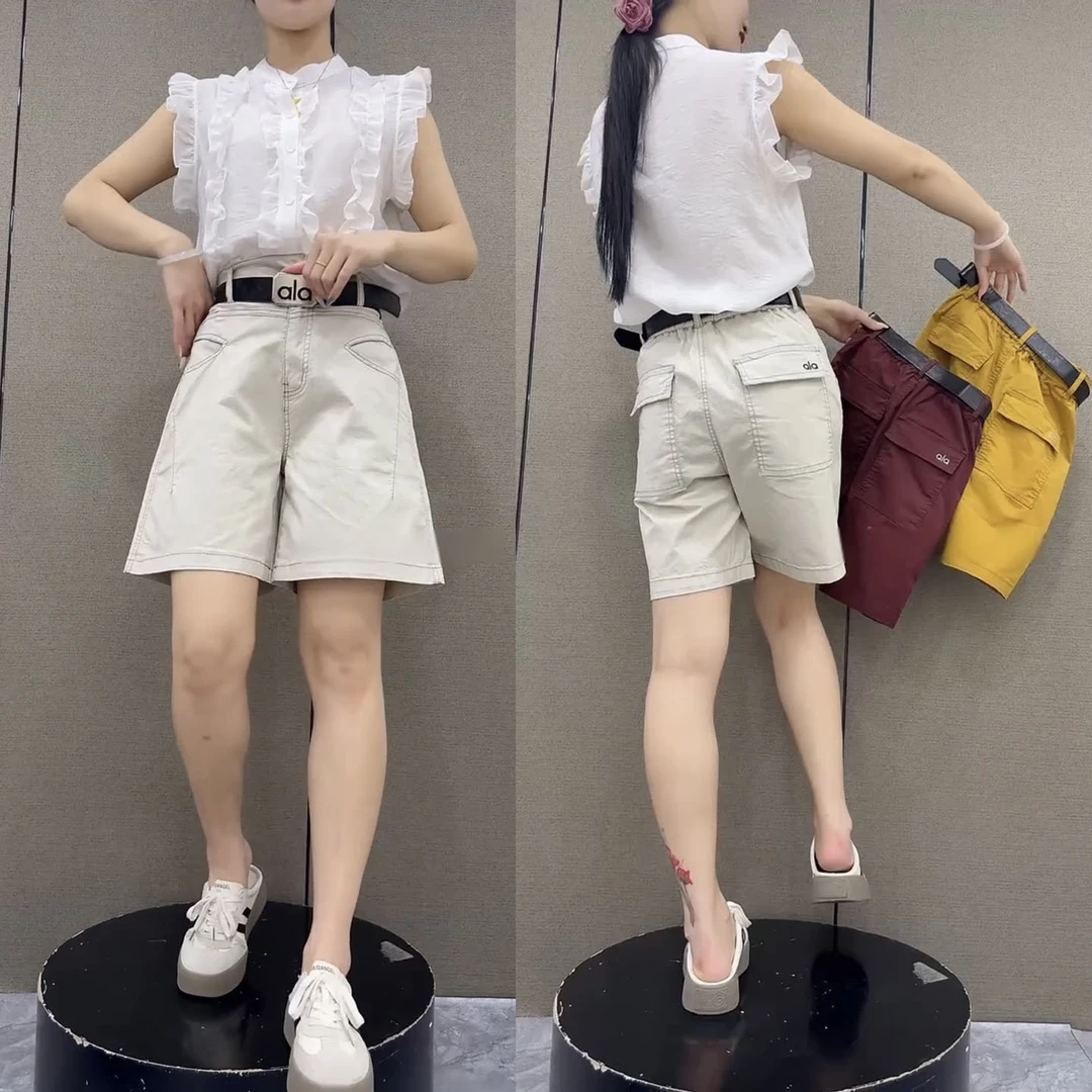 夏季新款高腰宽松运动短裤女遮肉显瘦五分阔腿裤工装风休闲裤热裤