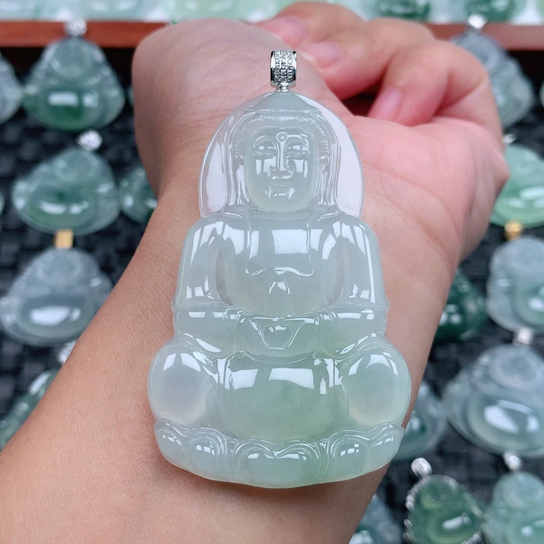 学***悟翡翠18K金镶嵌吊坠(不含链)
