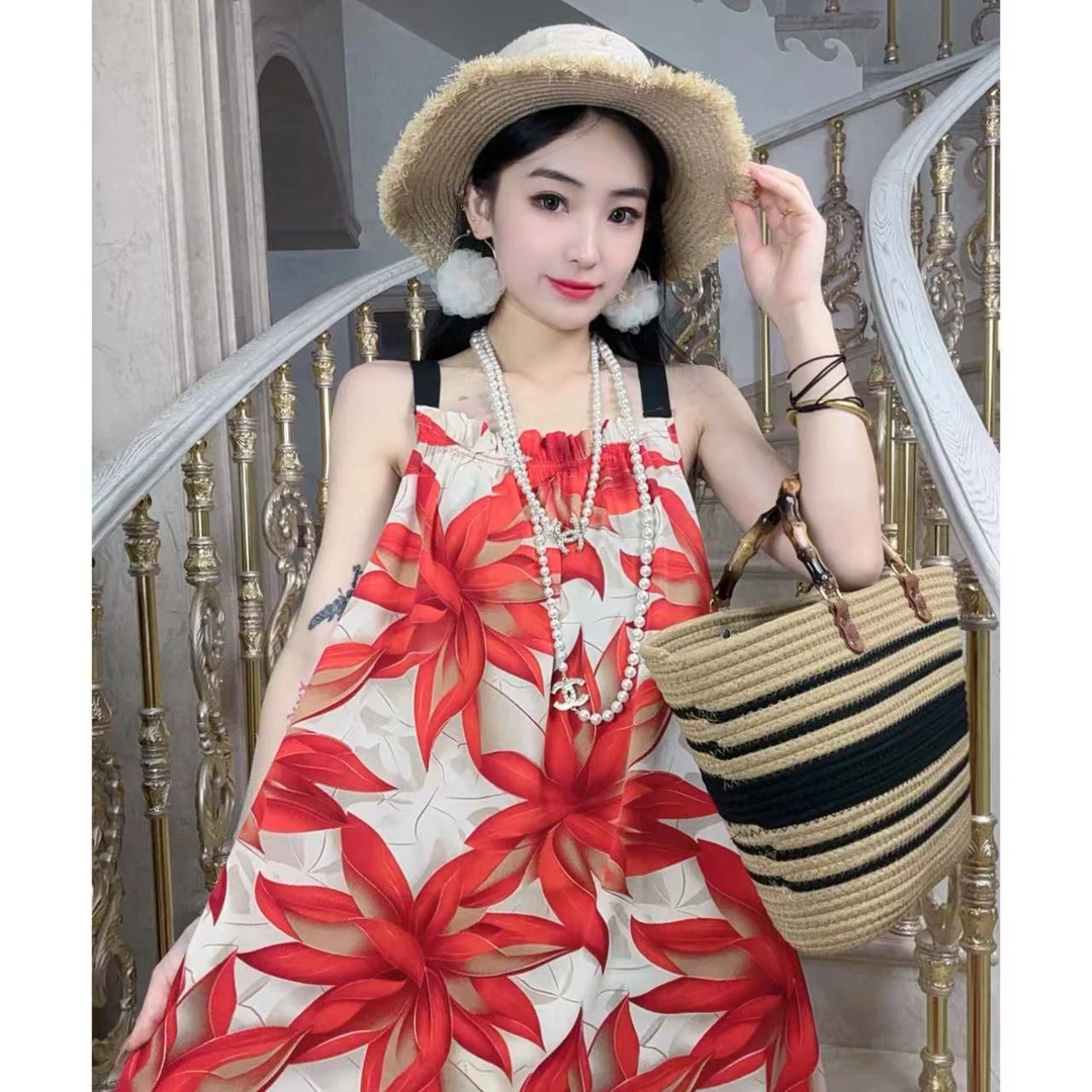 今喜专属【枫叶红】春夏新款百搭时尚大码连衣裙碎花女装