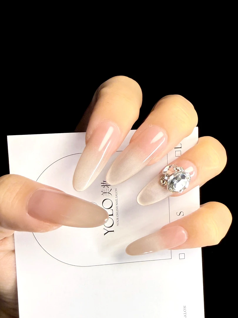 【追光猫眼】-Hand-paintedclearbow纯手工全手工裸色穿戴甲