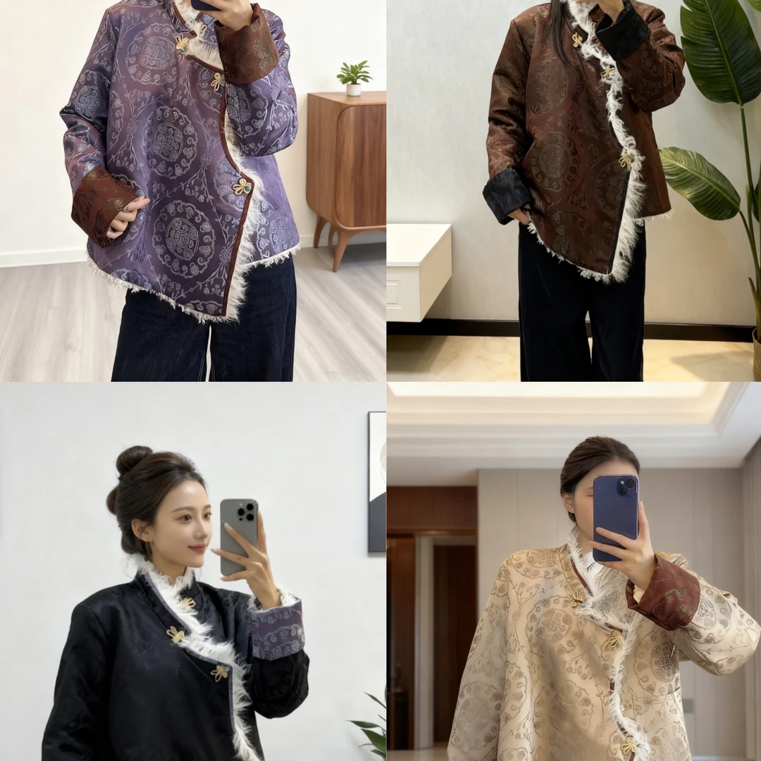 25年新款加厚立领民族风藏式外套女款冬季保暖显瘦