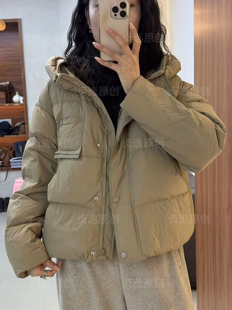 26029-保暖韩版时尚百搭连帽常规立领红色羽绒服冬季