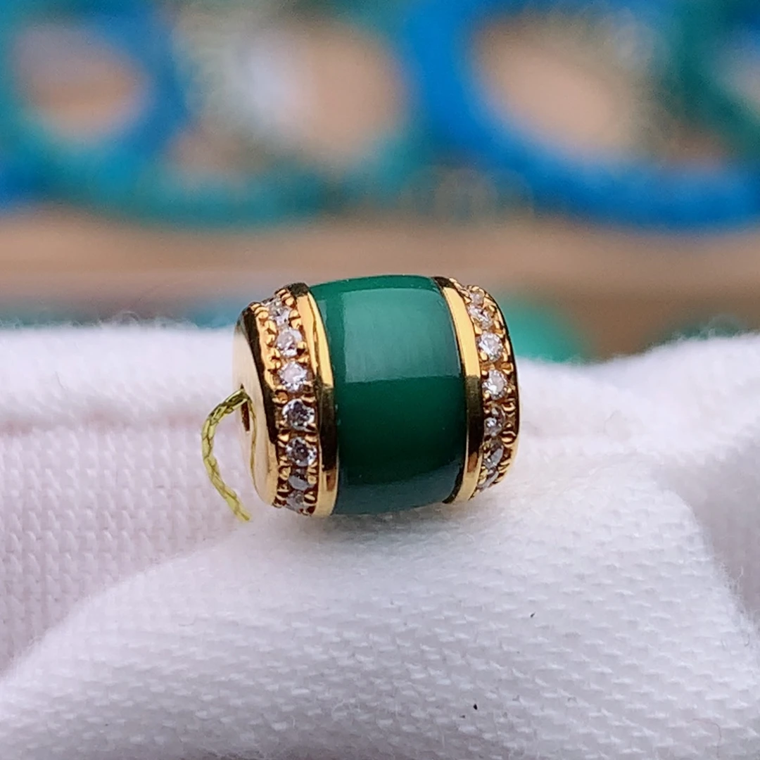 18K金镶嵌绿松石珠宝奇石6.6mm