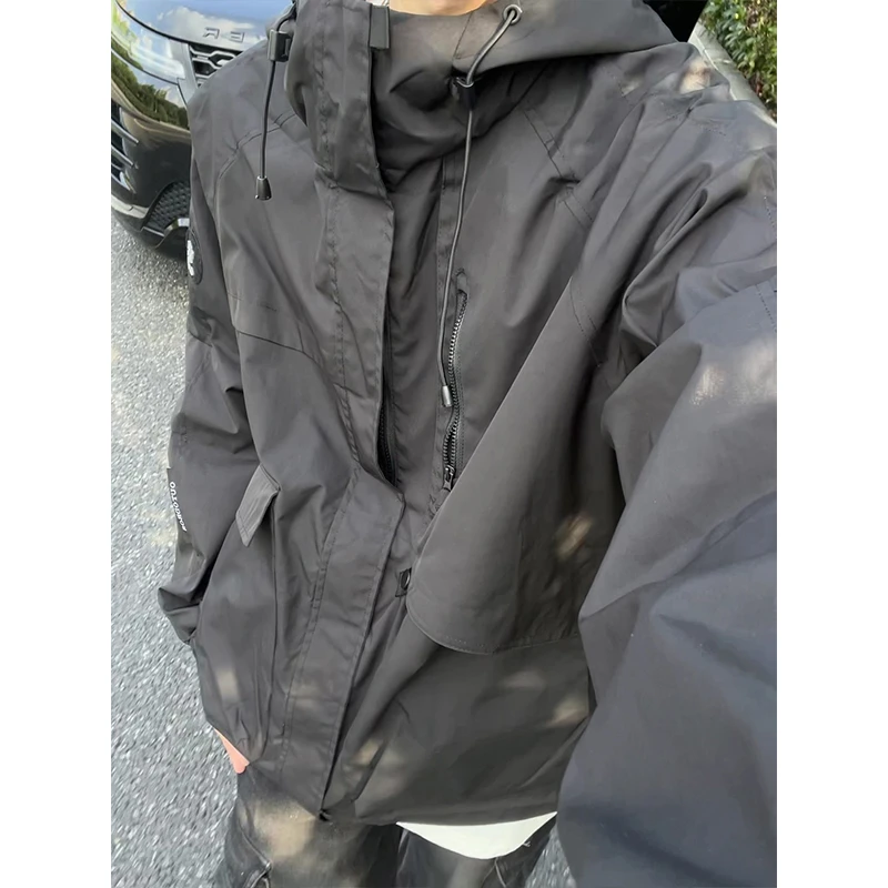 秋冬美式潮牌冲锋衣男户外运动休闲百搭登山服连帽夹克外套高级感